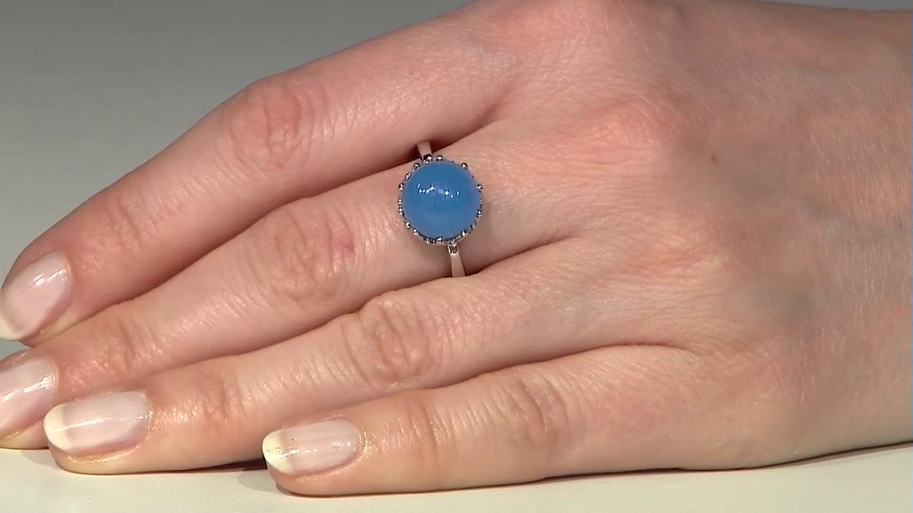 Video Zilveren ring met een Blauwe Jade