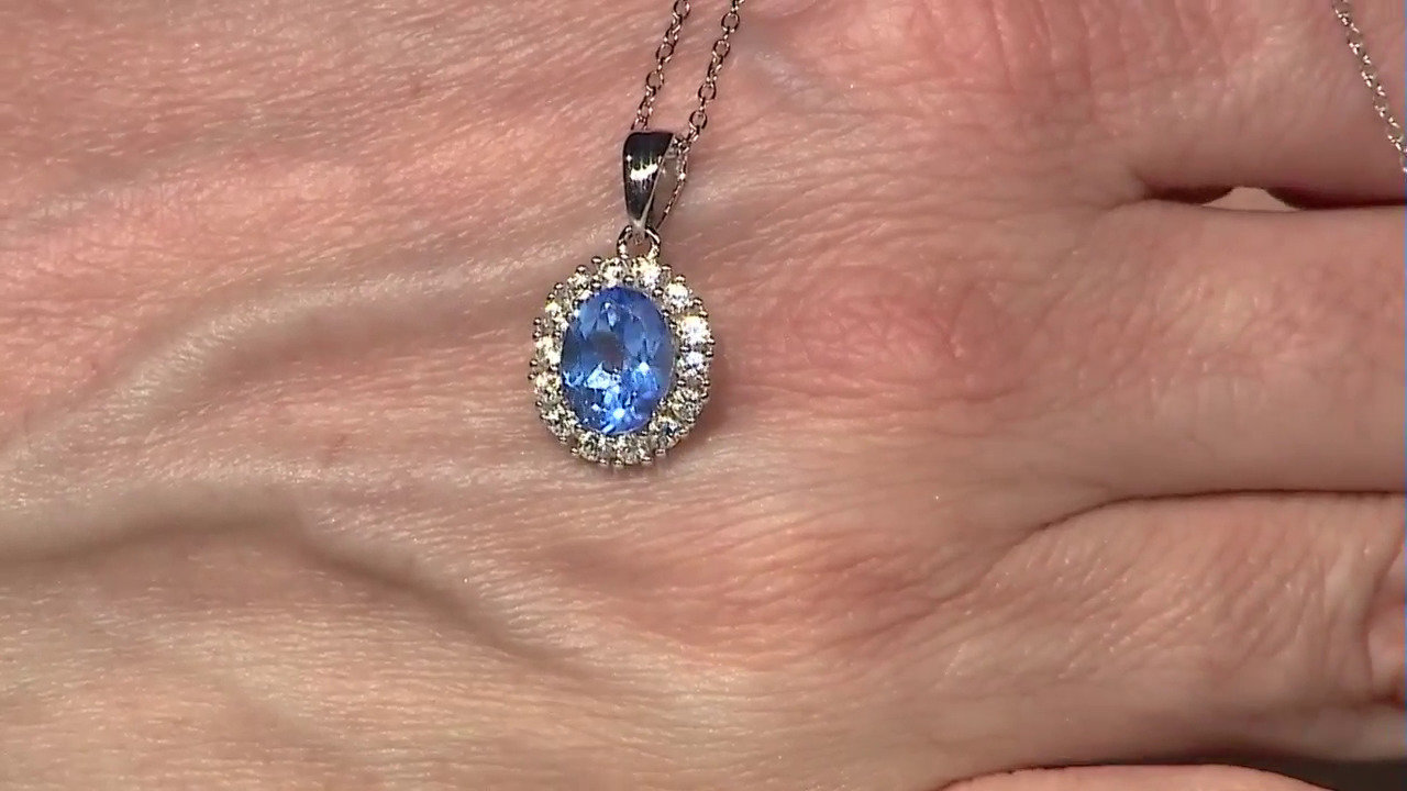 Video Zilveren halsketting met een Indigo blauwe topaas