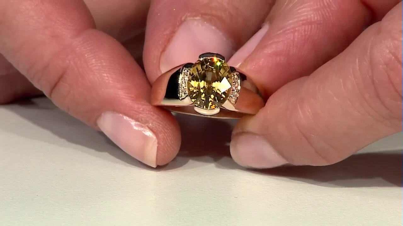 Video 9K Yellow Zircon Gold Ring