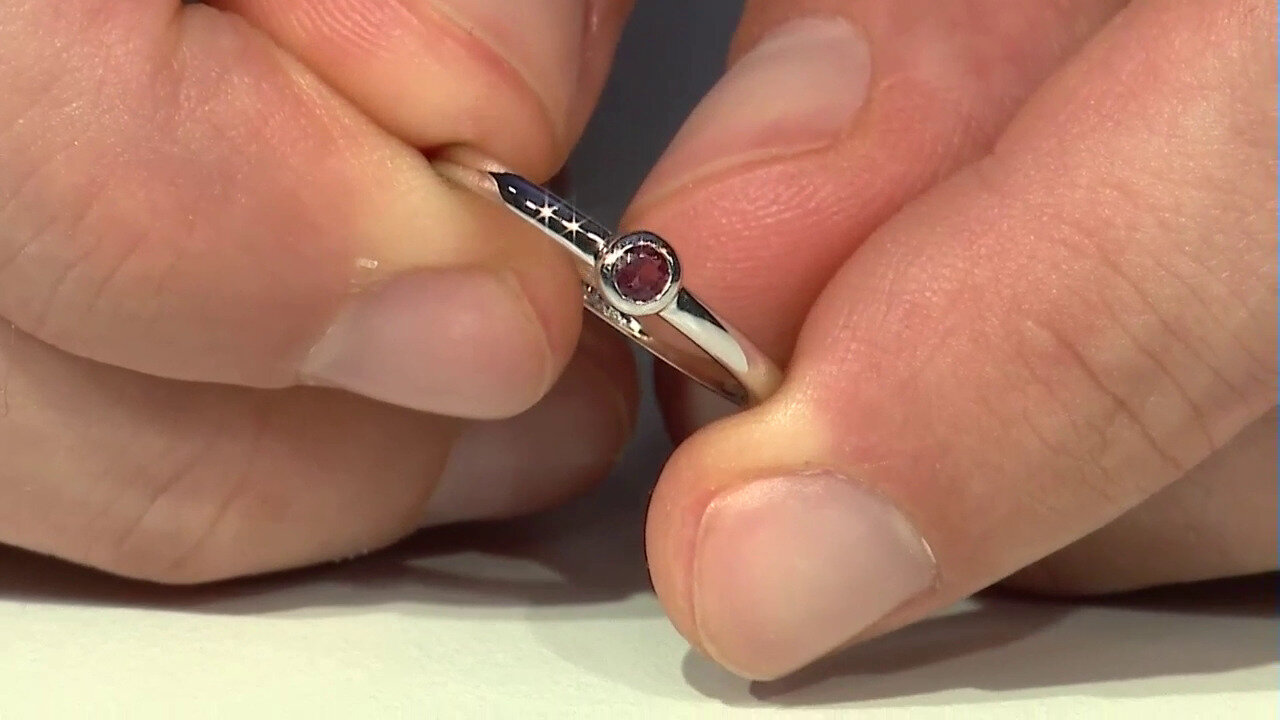 Video Zilveren ring met een roze toermalijn