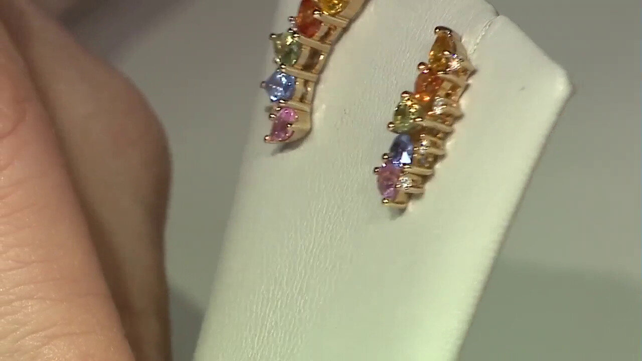Video 10K Fancy Sapphire Gold Earrings
