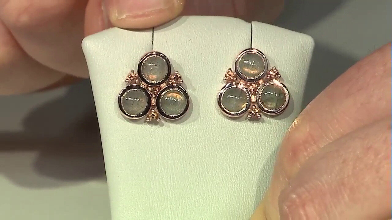 Video Copper Maniry Labradorite Silver Earrings (KM by Juwelo)