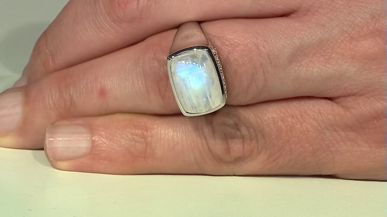 Video Zilveren ring met een regenboog maansteen (KM by Juwelo)