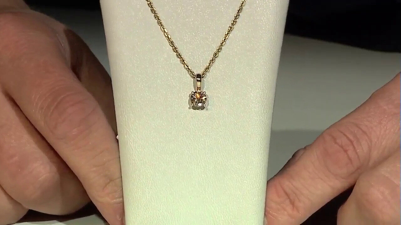 Video Gouden hanger met een I1 Bruine Diamant