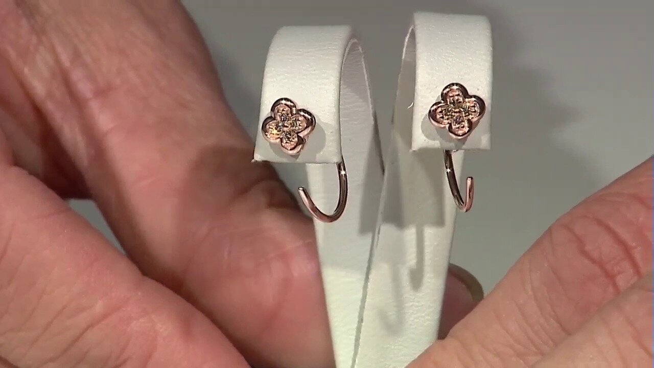 Video Boucles d'oreilles en argent et Diamant rose de France SI1 d'Argyle  (Annette)