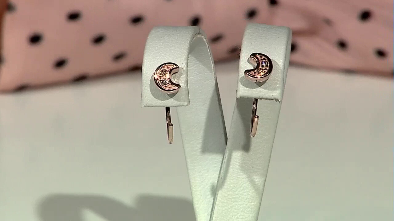 Video Zilveren oorbellen met SI1 Argyle Rose De France Diamanten (Annette)