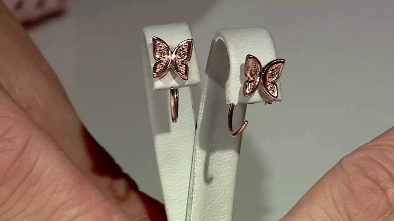 Video Zilveren oorbellen met SI1 Argyle Rose De France Diamanten (Annette)