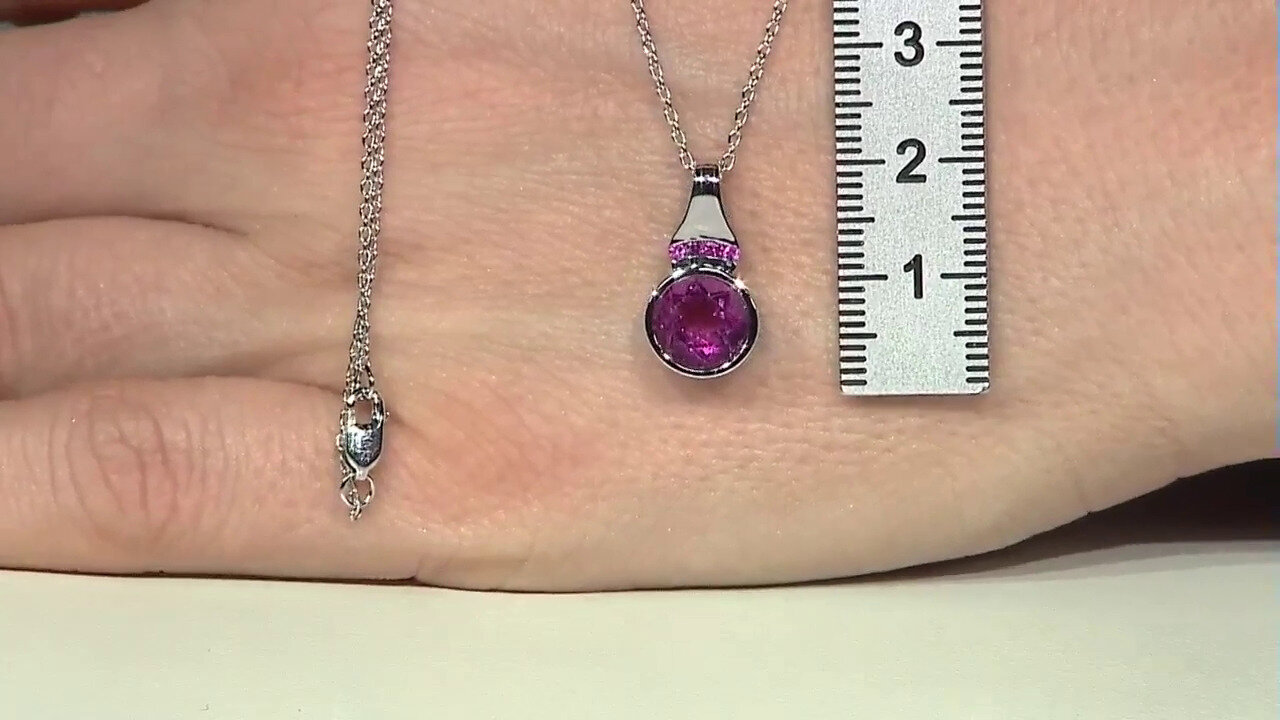 Video Pink Flouorite Silver Necklace (KM by Juwelo)