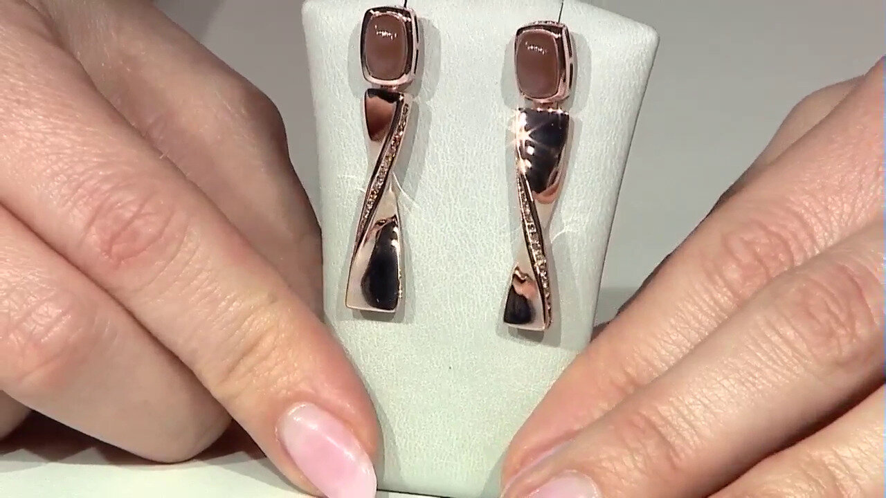 Video Chocolate Moonstone Silver Earrings (KM by Juwelo)