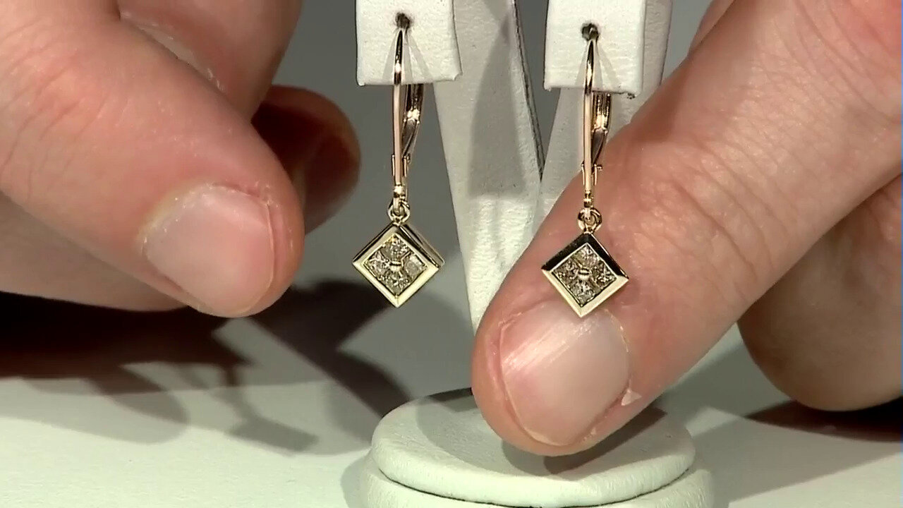 Video Gouden oorbellen met I2 Bruine Diamanten