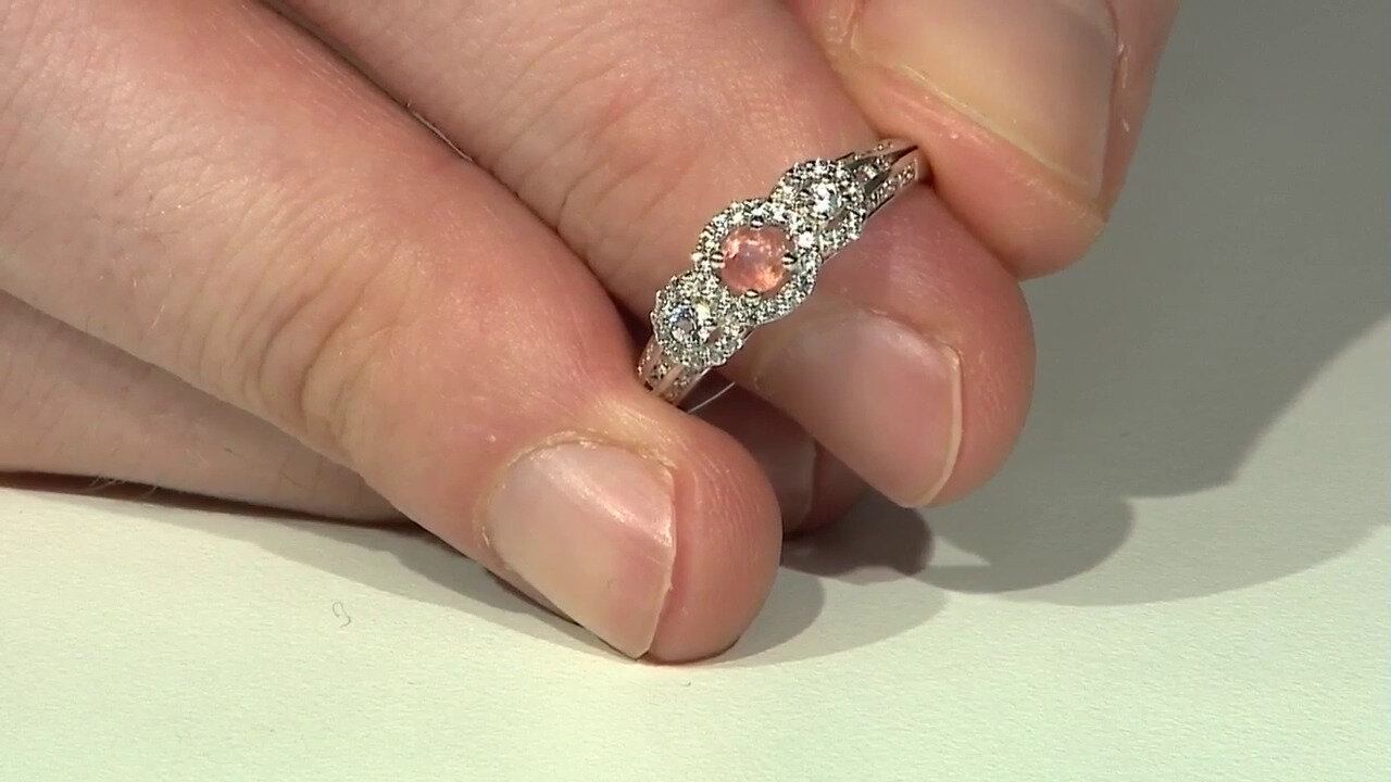 Video Zilveren ring met een oranje saffier