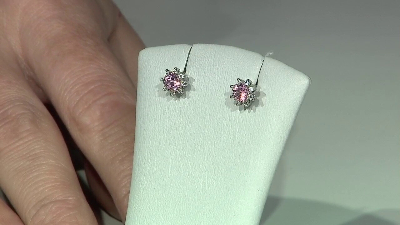 Video Pink Tourmaline Silver Earrings