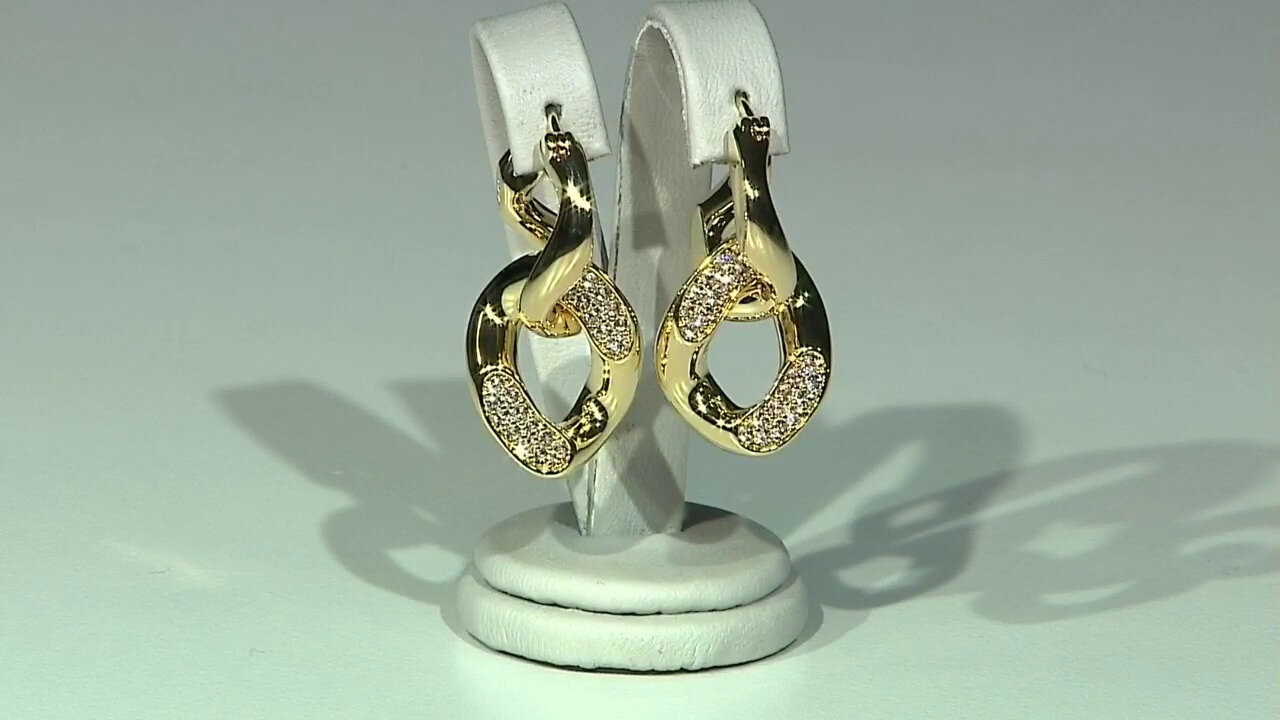 Video White Topaz Brass Earrings (Juwelo Style)