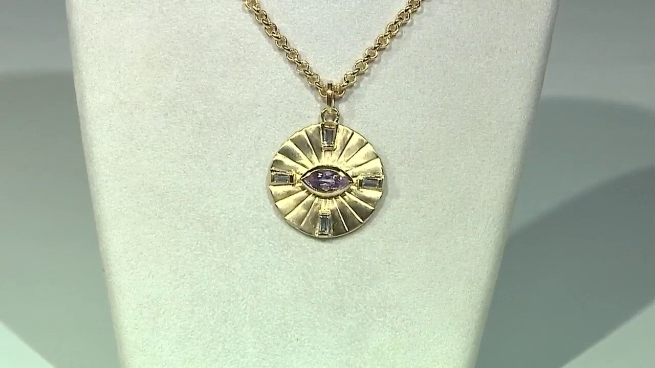 Video Rose de France Amethyst Brass Necklace (Juwelo Style)