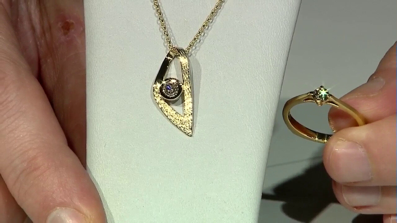 Video Zilveren halsketting met een I2 Champagne Diamant